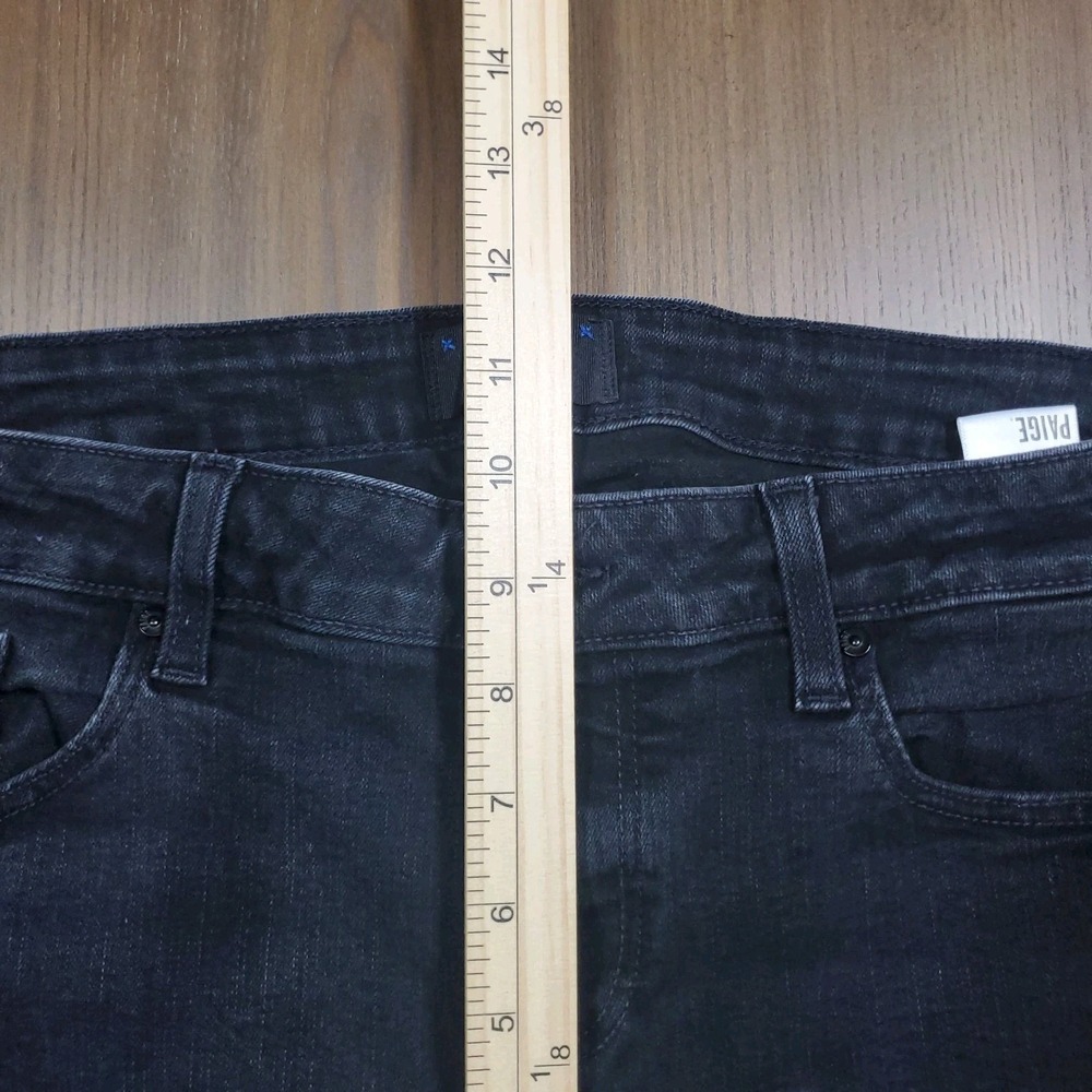 Paige Womens High Rise Coated Sloane Straight Leg Jeans Black Denim Size 33 - Picture 7 of 7
